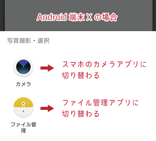 Androidで写真アップロードを選択