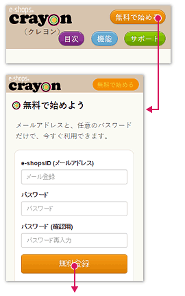 無料で始めるボタンを押してお申込み